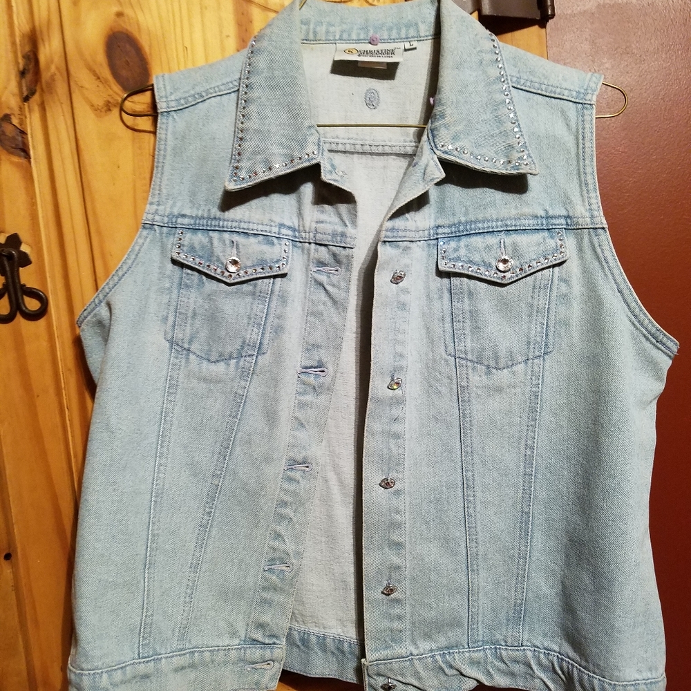 Denim vest with bling